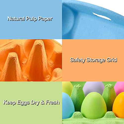 LayHyand Half Dozen Egg Cartons 36 Pack, Colorful Blank Natural Pulp Egg Holder 6 Count for Chicken Eggs Reusable, Easter Color Storage Box for Holds Up to Six Container Basket Cardboard Paper, 36 Labels - Image 4
