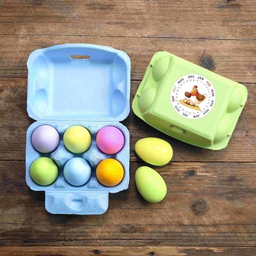 LayHyand Half Dozen Egg Cartons 36 Pack, Colorful Blank Natural Pulp Egg Holder 6 Count for Chicken Eggs Reusable, Easter Color Storage Box for Holds Up to Six Container Basket Cardboard Paper, 36 Labels - Image 2