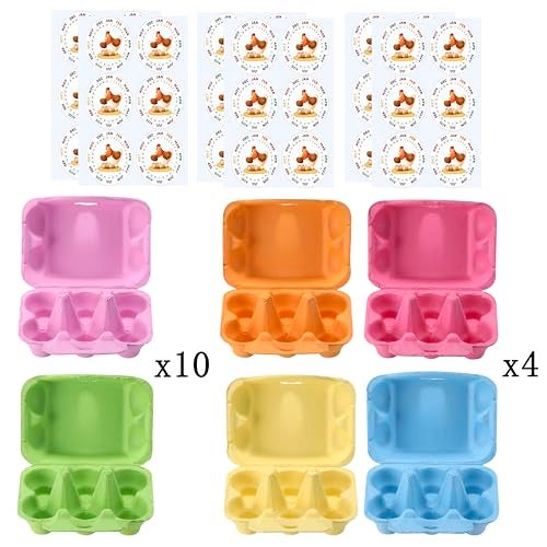 LayHyand Half Dozen Egg Cartons 36 Pack, Colorful Blank Natural Pulp Egg Holder 6 Count for Chicken Eggs Reusable, Easter Color Storage Box for Holds Up to Six Container Basket Cardboard Paper, 36 Labels - Image 5