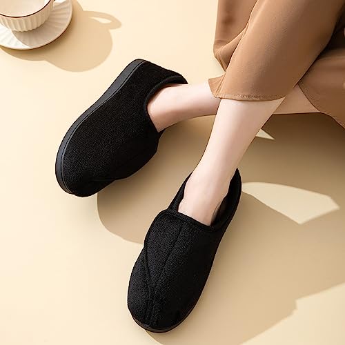 Git-up Women Diabetic Slippers Arthritis Edema Memory Foam Closed Toed Slippers, Black, 8 D(M) US - Image 2