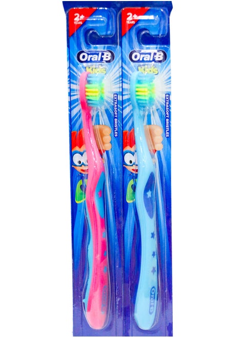 Oral-B Kids Manual Toothbrush Extra Soft Blue & Pink Color - 2 Pieces