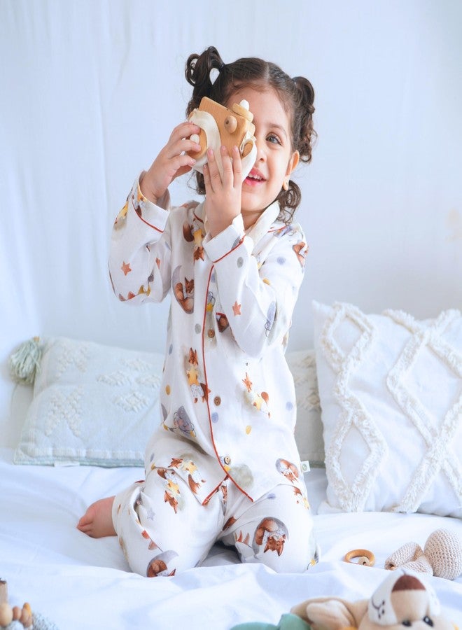 Cocoon Care Muslin Cotton Printed Night Suit for Boys and Girls | Sleepwear for Babies | Winter Pajama Set for Kids | Night wear for Baby | 12-18M | Multicolor - Image 3