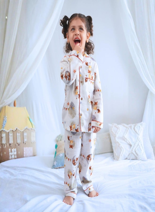 Cocoon Care Muslin Cotton Printed Night Suit for Boys and Girls | Sleepwear for Babies | Winter Pajama Set for Kids | Night wear for Baby | 12-18M | Multicolor - Image 4