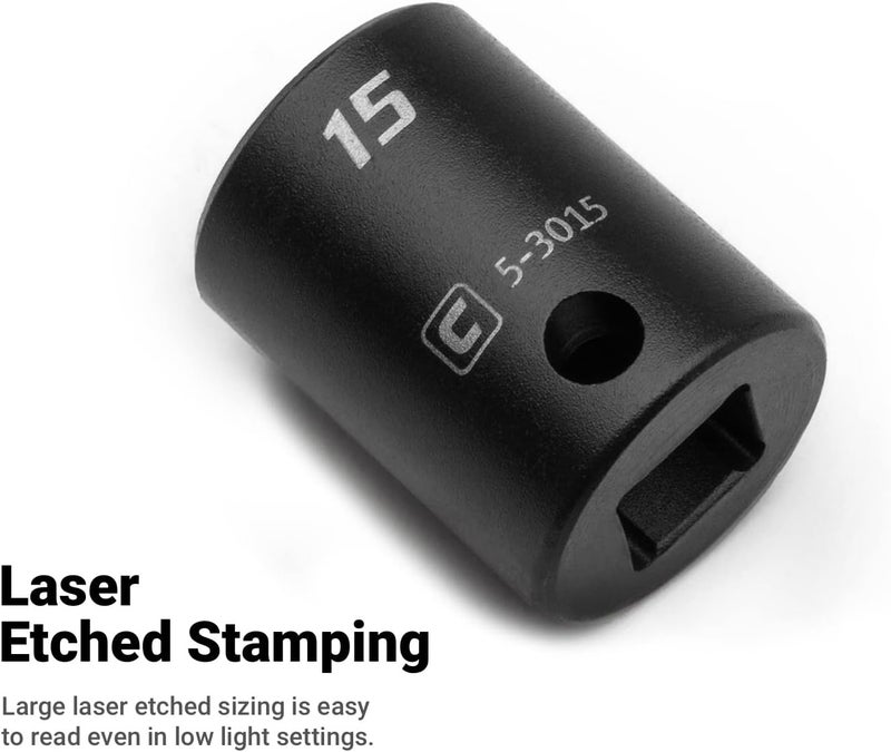 Capri Tools مفتاح تأثير ضحل، 3/8 بوصة، 6 نقاط، مقياس (22 مم) - Image 5