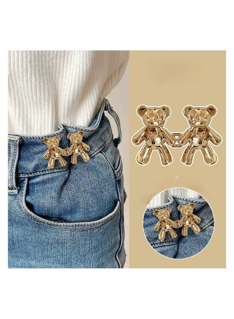 4 Pair Bear Waist Tighten Jeans Waist Shrinker Button Fasten Button Pants Waist Adjust Waist Change Small Pin - Image 1