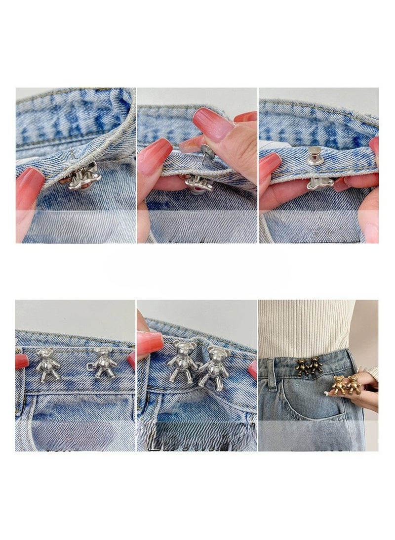 4 Pair Bear Waist Tighten Jeans Waist Shrinker Button Fasten Button Pants Waist Adjust Waist Change Small Pin - Image 2