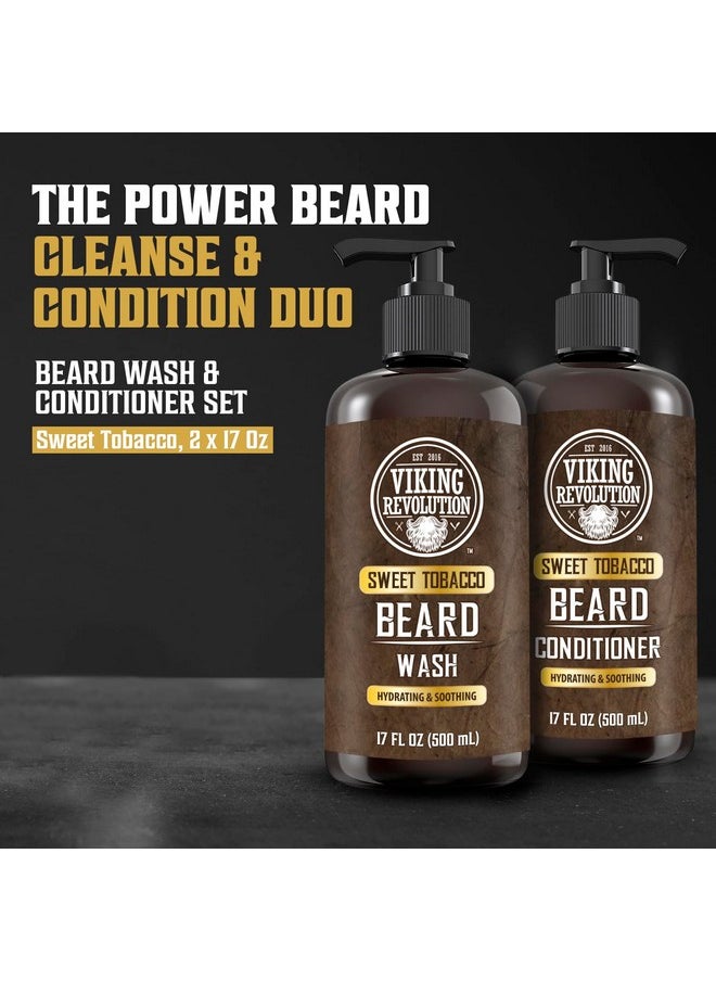 Viking Revolution Beard Wash And Beard Conditioner For Men With Argan Oil And Jojoba Oil - Beard Softener And Strengthener Beard Care Beard Shampoo And Conditioner With Beard Oil (17Oz, Sweet Tobacco)  - Image 1