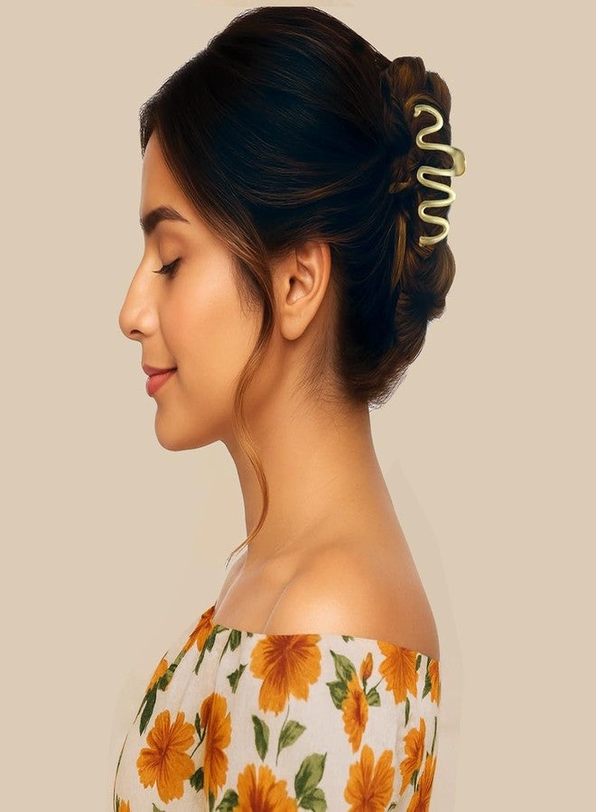 kapimo 2 Pcs Metal Hair Claw Clips for Women Girls in Gold Silver Matte Color Clutcher for Thick Long Hair with Strong Grip and Secure Hold (Gold Silver Matte) - Image 4