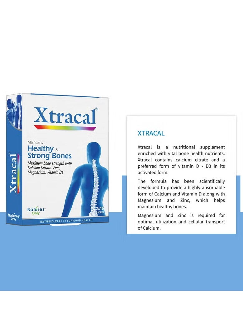 Natures only Xtracal Maxium bone strength with Calcium Citrate, Zinc, Magnesium, Vitamin D3 Tablets 30's - Image 3