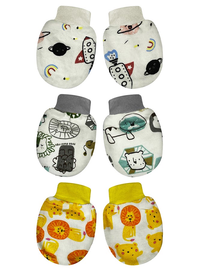 MARGOUN 3 Packs Newborn Baby Mittens Anti Scratch Baby Mittens No Scratch Mittens Baby Gloves for 0-6 Months Boys Girls Multicolour - Image 2