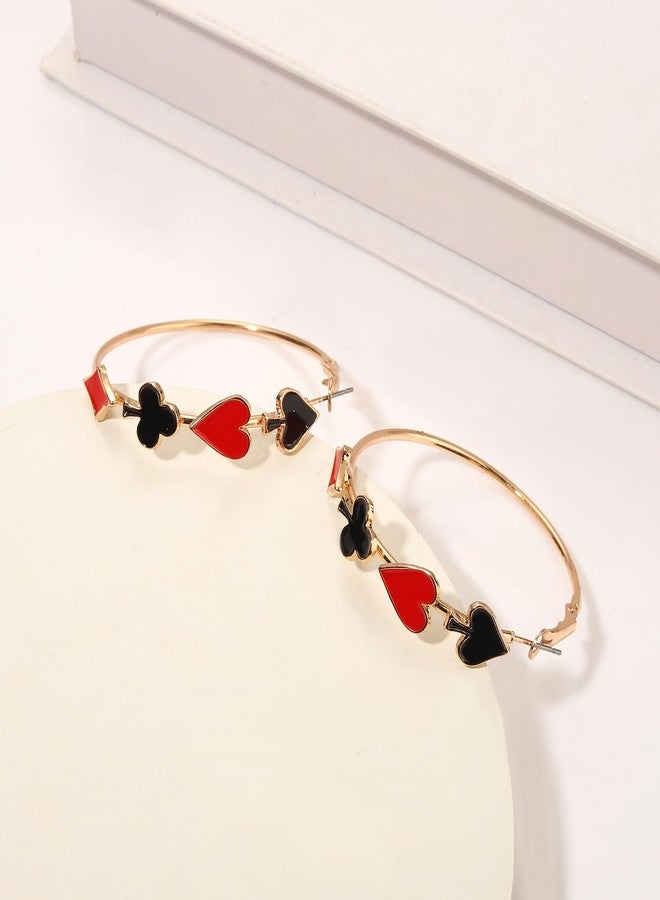 مولوك أقراط مولوخ كوين هارتس للنساء، أقراط حلقية ذهبية مرصعة بالألماس بتصميم قلب البستوني، مثالية للهالوين، إكسسوارات تنكرية، مجوهرات للحفلات، هدية مميزة. - Image 5