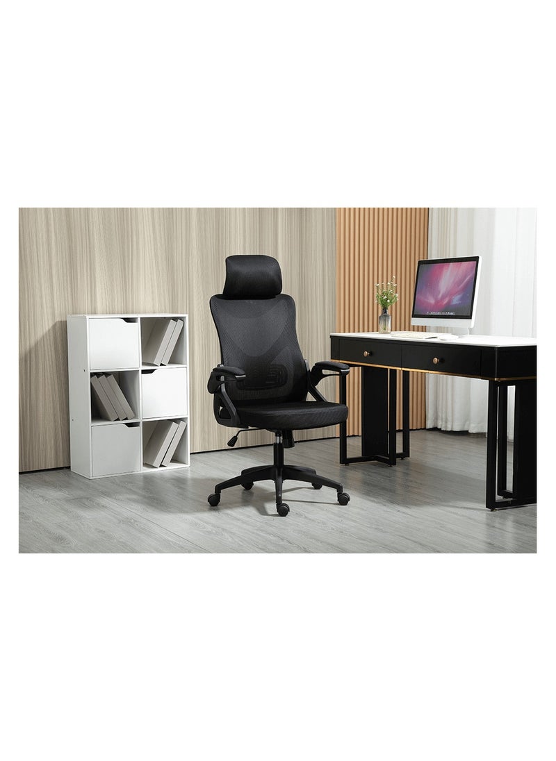 DANUBE HOME - Retorica Office Chair High Back Ergonomic Gaming Chair Modern Home Desk Computer Chair 360° Swivel Office Chairs Adjustable Lumbar Support L 63 x W 63 x H 120 cm Black - Image 1