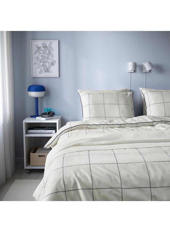 erorex Duvet Cover And Pillowcase White Blue/Check 150X200/50X80 Cm - Image 3