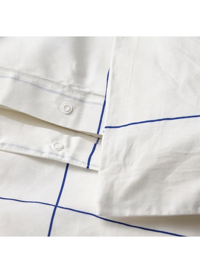 erorex Duvet Cover And Pillowcase White Blue/Check 150X200/50X80 Cm - Image 4