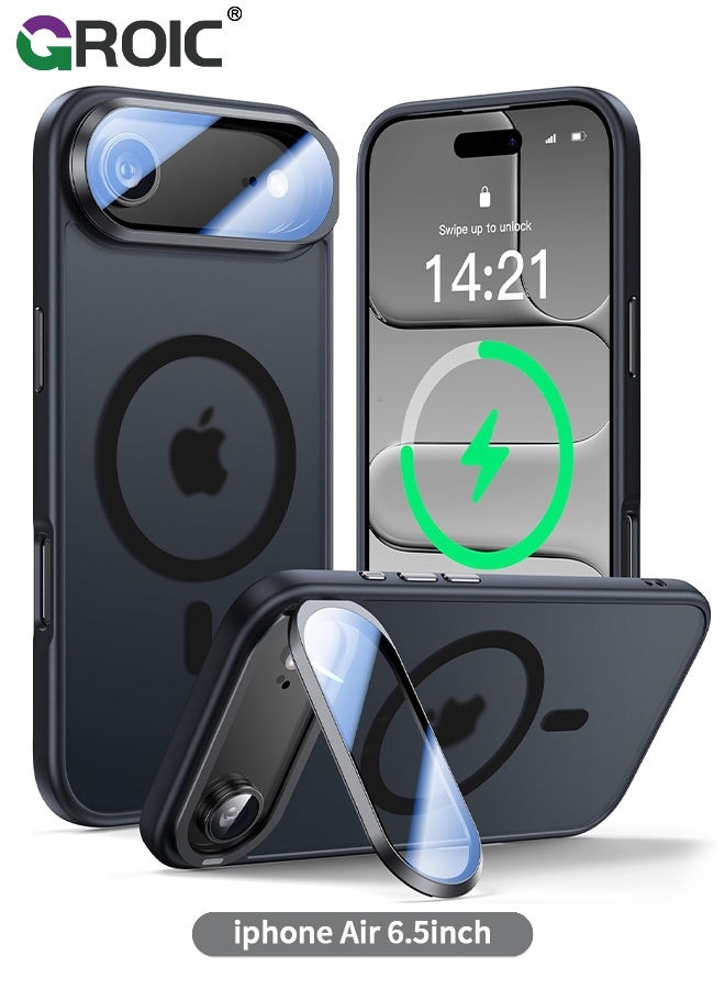 GROIC iPhone 17 Air Case with Camera Cover Stand,Translucent Magnetic iPhone 17 Air Pro Phone Cover,Drop Protection iPhone 17 Air Pro Phone Shell, iPhone 17 Air Pro Phone Case 6.5 Inch