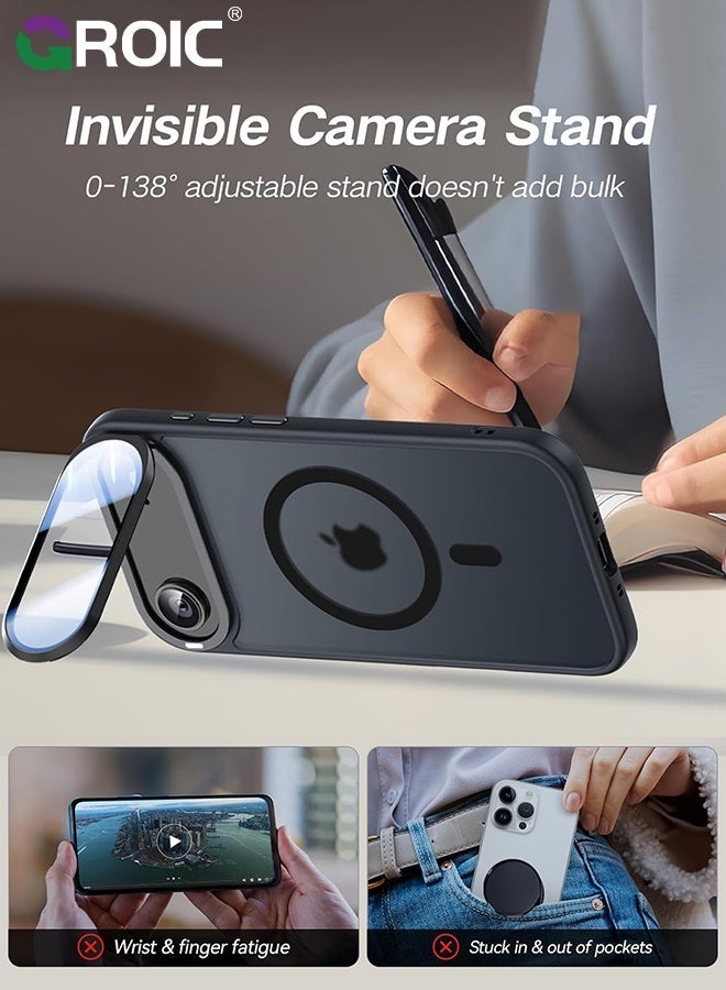 GROIC iPhone 17 Air Case with Camera Cover Stand,Translucent Magnetic iPhone 17 Air Pro Phone Cover,Drop Protection  iPhone 17 Air Pro Phone Shell, iPhone 17 Air Pro Phone Case 6.5 Inch - Image 2