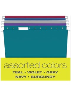 erorex Recycled Hanging File Folders Letter Size Assorted Jewel Tone Colors Two Tone For Foolproof Filing 1 5 Cut Tabs 25 Per Box 81667  - Image 3
