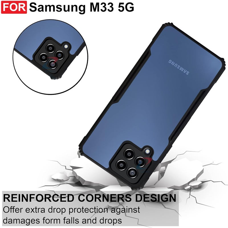 Cedo Samsung Galaxy M33 (5G) Back Case Cover | Camera Protection Shockproof Bumper-Edge | Acrylic Crystal Clear 360 Degree Protection TPU+PC | Transparent Eagle Back Case Cover (Black) - Image 3