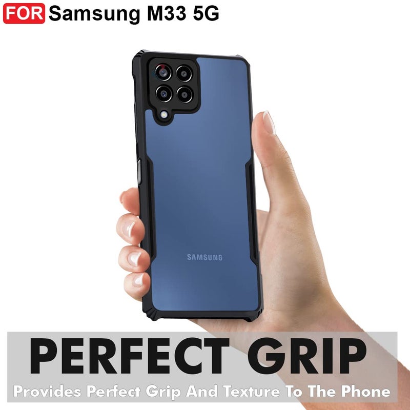 Cedo Samsung Galaxy M33 (5G) Back Case Cover | Camera Protection Shockproof Bumper-Edge | Acrylic Crystal Clear 360 Degree Protection TPU+PC | Transparent Eagle Back Case Cover (Black) - Image 2