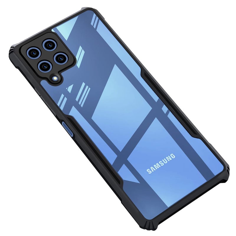 Cedo Samsung Galaxy M33 (5G) Back Case Cover | Camera Protection Shockproof Bumper-Edge | Acrylic Crystal Clear 360 Degree Protection TPU+PC | Transparent Eagle Back Case Cover (Black) - Image 1