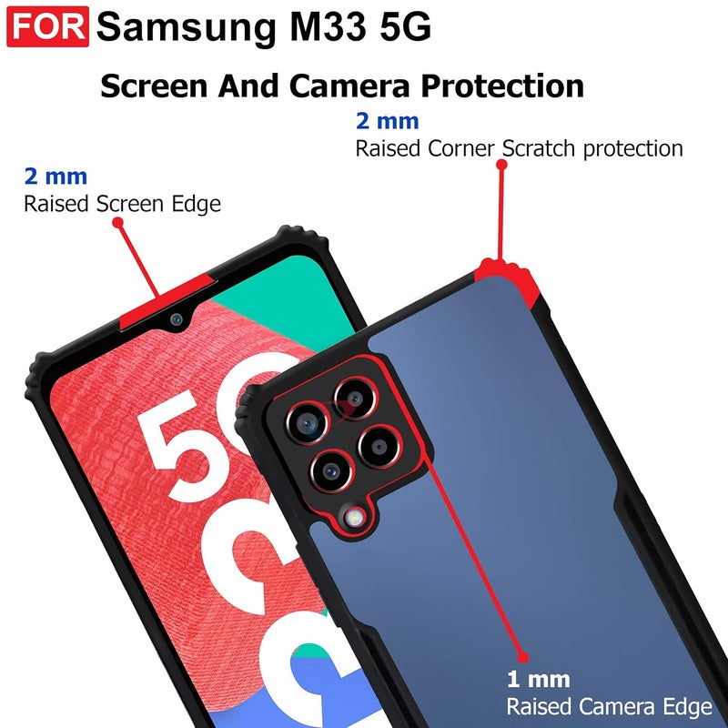 Cedo Samsung Galaxy M33 (5G) Back Case Cover | Camera Protection Shockproof Bumper-Edge | Acrylic Crystal Clear 360 Degree Protection TPU+PC | Transparent Eagle Back Case Cover (Black) - Image 4
