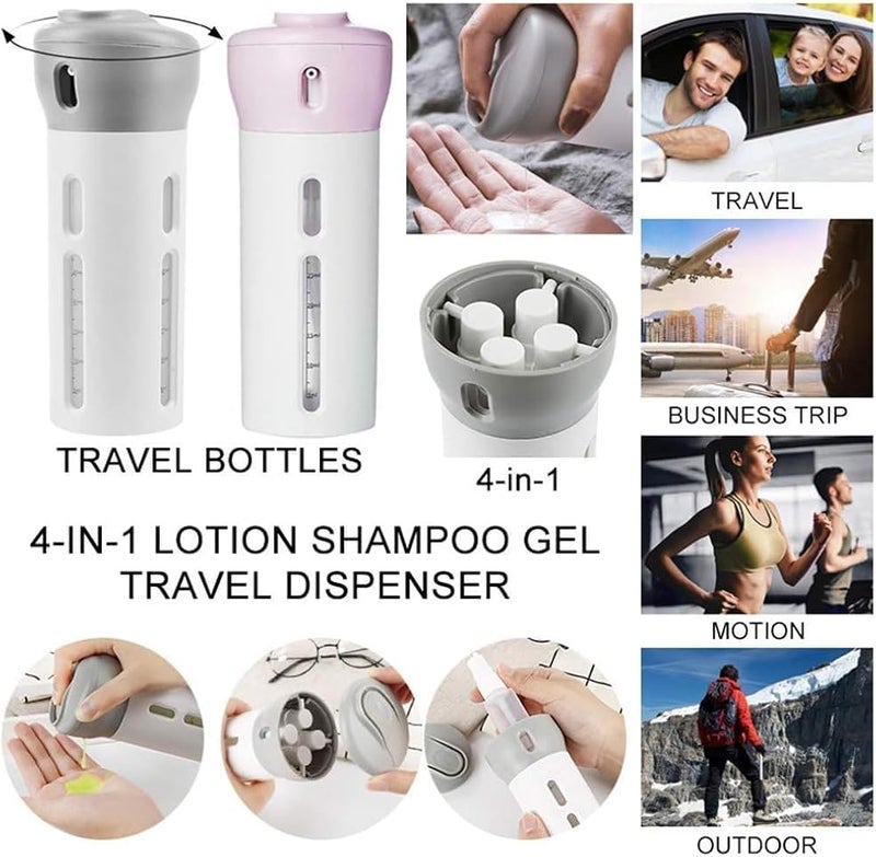 "4 in 1 Travel Bottle Set: Cosmetic & Skincare Dispenser, Liquid & Leak-Proof" - These multifunctional bottles combine travel, beauty and convenience, perfect for shampoo, lotion and cosmetics. - Image 5
