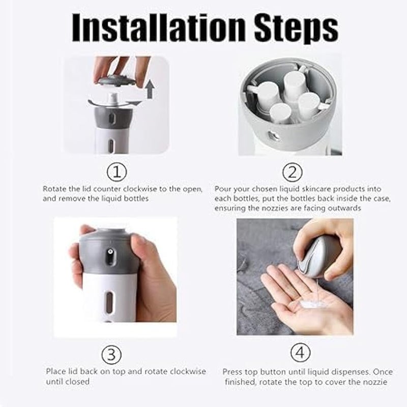 "4 in 1 Travel Bottle Set: Cosmetic & Skincare Dispenser, Liquid & Leak-Proof" - These multifunctional bottles combine travel, beauty and convenience, perfect for shampoo, lotion and cosmetics. - Image 3