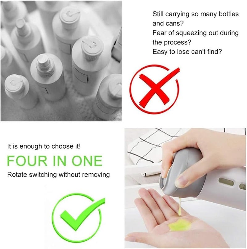 "4 in 1 Travel Bottle Set: Cosmetic & Skincare Dispenser, Liquid & Leak-Proof" - These multifunctional bottles combine travel, beauty and convenience, perfect for shampoo, lotion and cosmetics. - Image 4