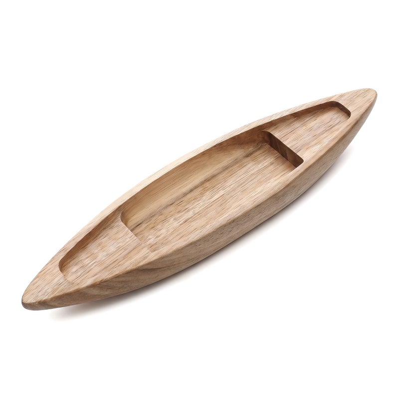 HOMSFOU Unfinished Wooden Boat Wooden Boat Model Nautical Fishing Boat Model Unfinished Wood Boat Canoe Craft Toy Ocean Landscape Ornament for Centerpiece Home Office DIY Project Supply - Image 3
