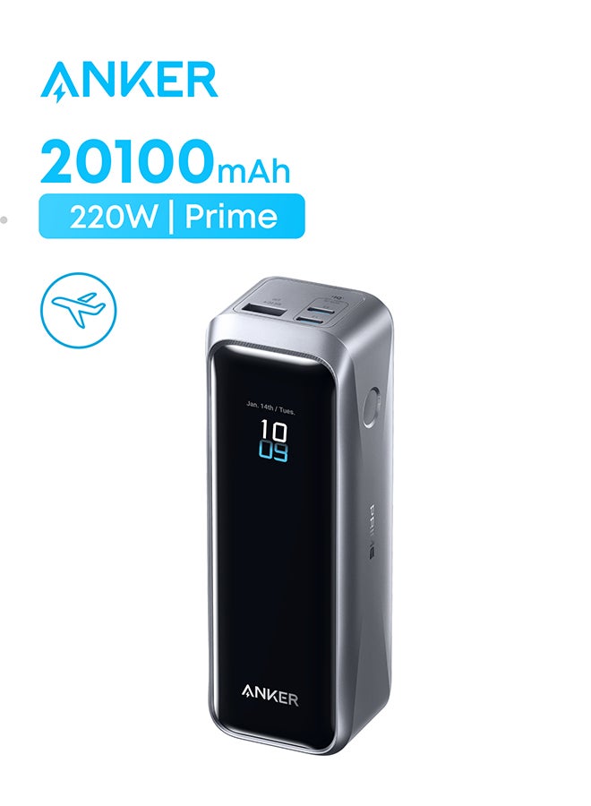 Anker Prime Power Bank, 20,100mAh 3-Port Portable Charger with 220W Output, Two-Way Charging, Flight-Approved, App Control, For MacBook, iPhone 17/16/15 Series, and More, Charging Base Not Included - Image 1