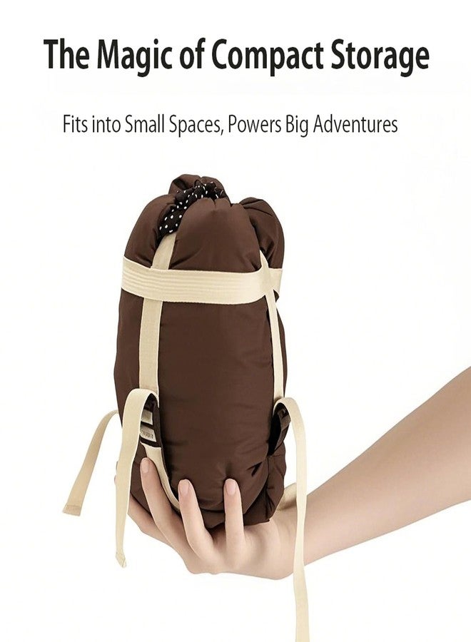 Wind Tour Compact Ultra Lightweight Sleeping Bag Envelope Backpacking Bag with Compression Sack for Adults Warm Weather Camping, Traveling, Hiking (Brown) - Image 3