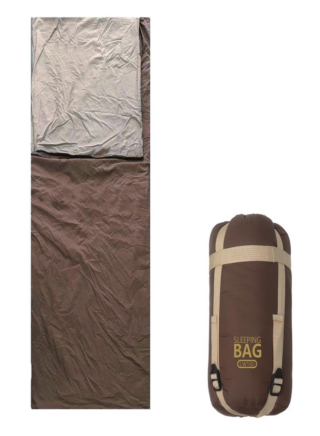 Wind Tour Compact Ultra Lightweight Sleeping Bag Envelope Backpacking Bag with Compression Sack for Adults Warm Weather Camping, Traveling, Hiking (Brown) - Image 1