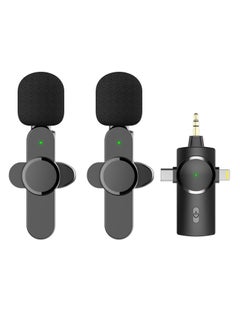 Wireless Lavalier Microphones 3 in 1 Clip-on Microphone for iPhone 15 iPad Android Type C Devices Camera USB-C Microphone 7-Hour Battery Mini Microphone with Noise Reduction for Video Recording Vlog Y