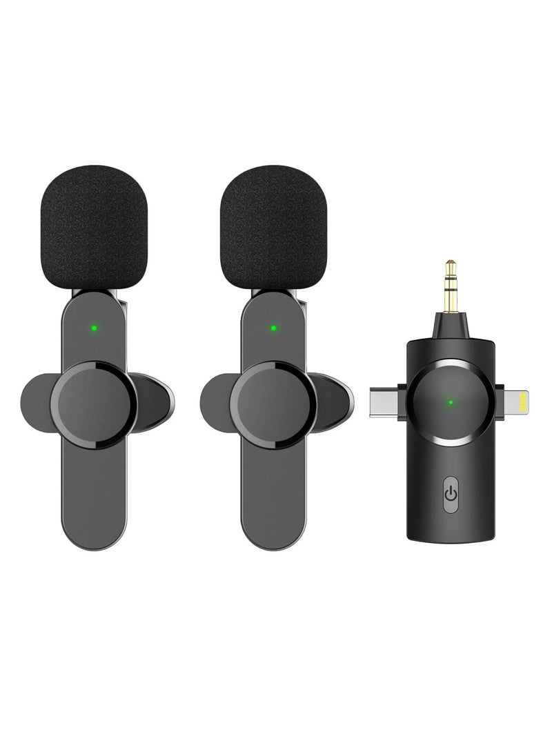 BORTONY - Wireless Lavalier Microphones 3 in 1 Clip-on Microphone for iPhone 15 iPad Android Type C Devices Camera USB-C Microphone 7-Hour Battery Mini Microphone with Noise Reduction for Video Recording Vlog Y - Image 1