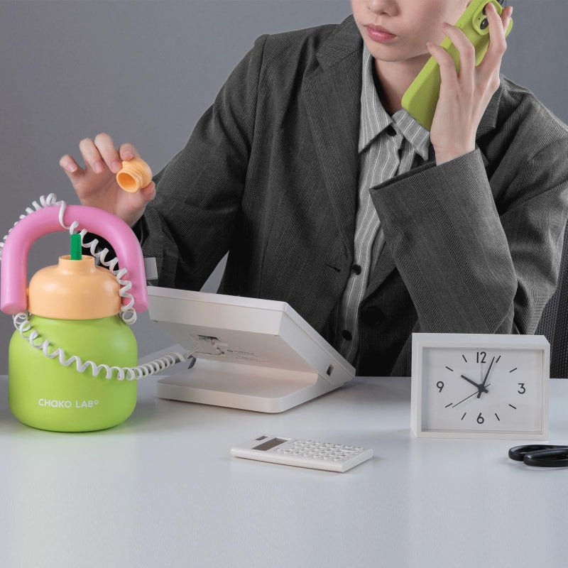 CHAKO LAB Water Bottle with Straw and Carry Handle | Wide Mouth vacuum insulated stainless steel Bottles | Reusable, leak-proof and BPA-free | 33oz(Green&Orange) - Image 2