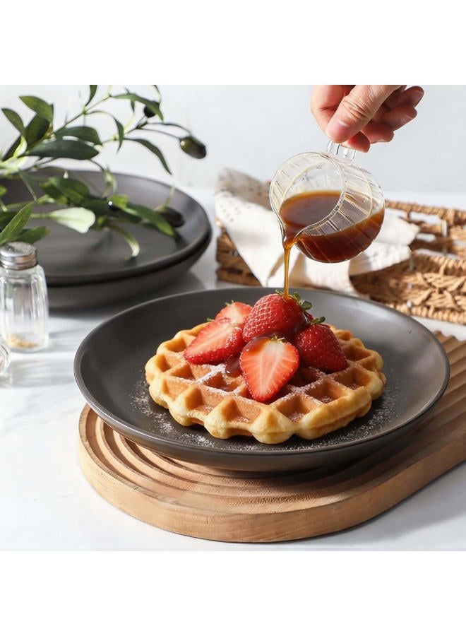 Tikooere Stoneware Dinner Plates, 10 Inch Serving Dishes Set of 4 for Kitchen, Ceramic Dinnerware Dishes for Steak, Pancakes, Scratch Resistant Plate Set, Microwave & Dishwasher Safe, Matte Black - Image 4