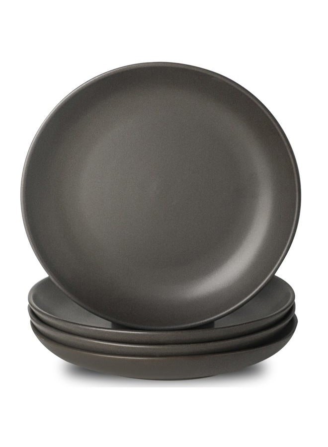 Tikooere Stoneware Dinner Plates, 10 Inch Serving Dishes Set of 4 for Kitchen, Ceramic Dinnerware Dishes for Steak, Pancakes, Scratch Resistant Plate Set, Microwave & Dishwasher Safe, Matte Black - Image 1
