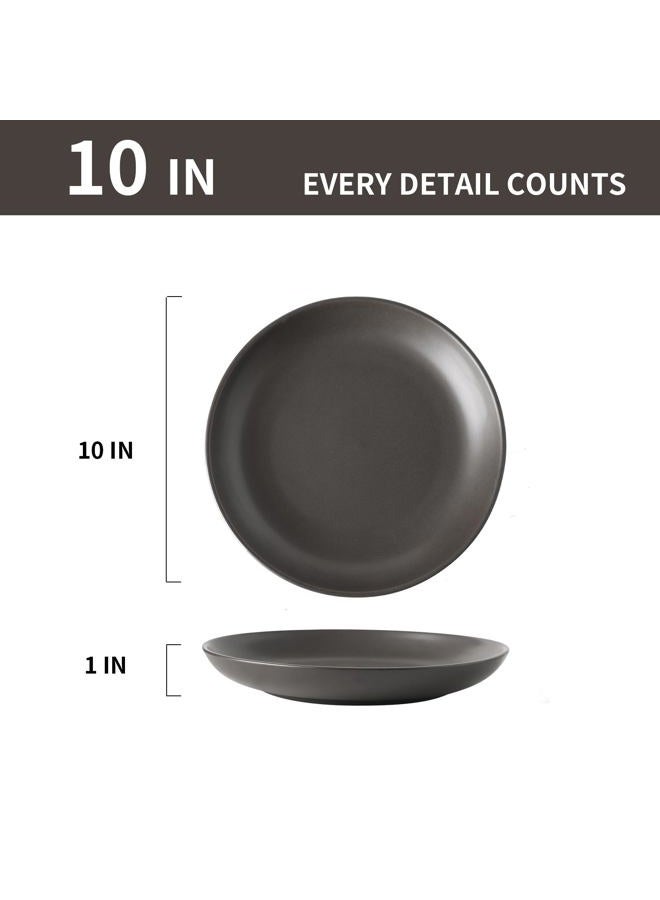 Tikooere Stoneware Dinner Plates, 10 Inch Serving Dishes Set of 4 for Kitchen, Ceramic Dinnerware Dishes for Steak, Pancakes, Scratch Resistant Plate Set, Microwave & Dishwasher Safe, Matte Black - Image 5