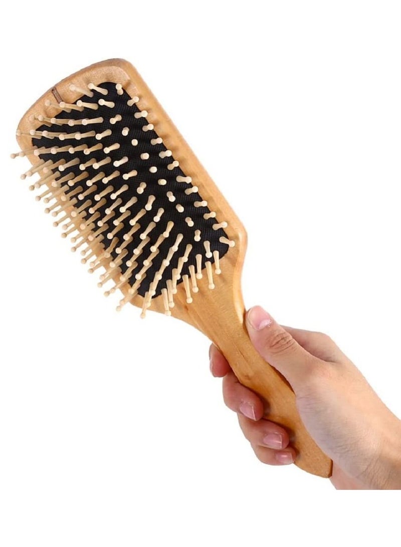 AMM Natural Wooden Anti Static Comb Healthy Cushion Airbag Hair Care Brush 1 PC Black - Image 4