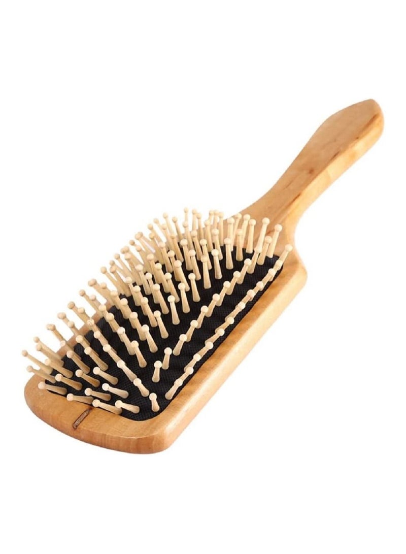 AMM Natural Wooden Anti Static Comb Healthy Cushion Airbag Hair Care Brush 1 PC Black - Image 3