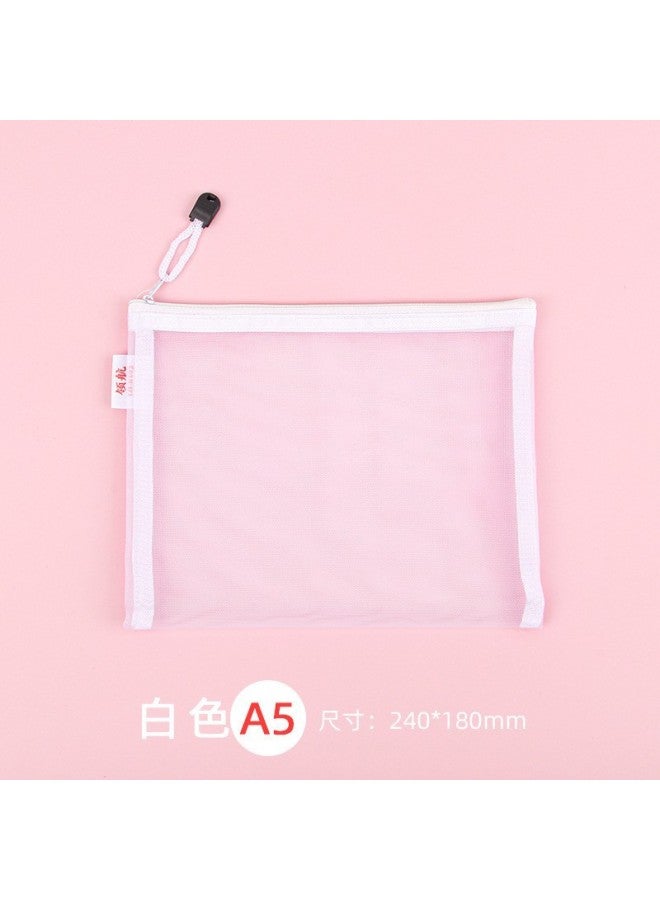 HELPS Transparent File Bag Office Large Capacity Nylon Mesh Durable Information Bag A4 Student Portable Zipper Storage Bag - Image 1