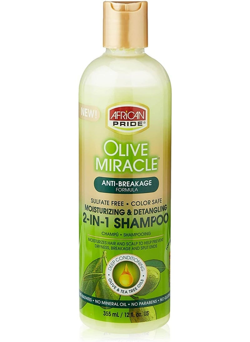 African Pride Olive Oil Anti-Breakage 2-in-1 Shampoo & Conditioner – Strengthening Cleanse & Deep Moisture – 355 ml - Image 1