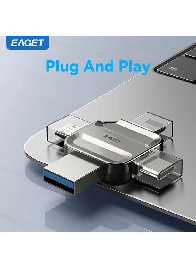 Eaget 256GB 4 In 1 Portable Metal USB 3 0 Flash Drive High Speed 110MBs For Apple Android - Image 5