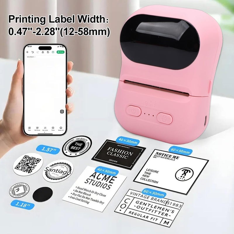 VBESTLIFE Mini Portable Thermal Printer Print Pod, Inkless Bluetooth Label Maker Machine for DIY Crafts, Journaling, Office & Home Use (Pink) - Image 3