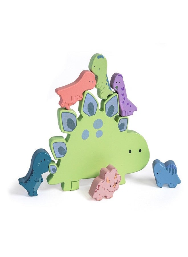 Mary Meyer LittleWood Blocks Wooden Block Set for Toddlers, Preschool Gift for 18+ Months, Fun & Educational Baby Toy, 9 x 8-Inches, Dinosaur - Image 1