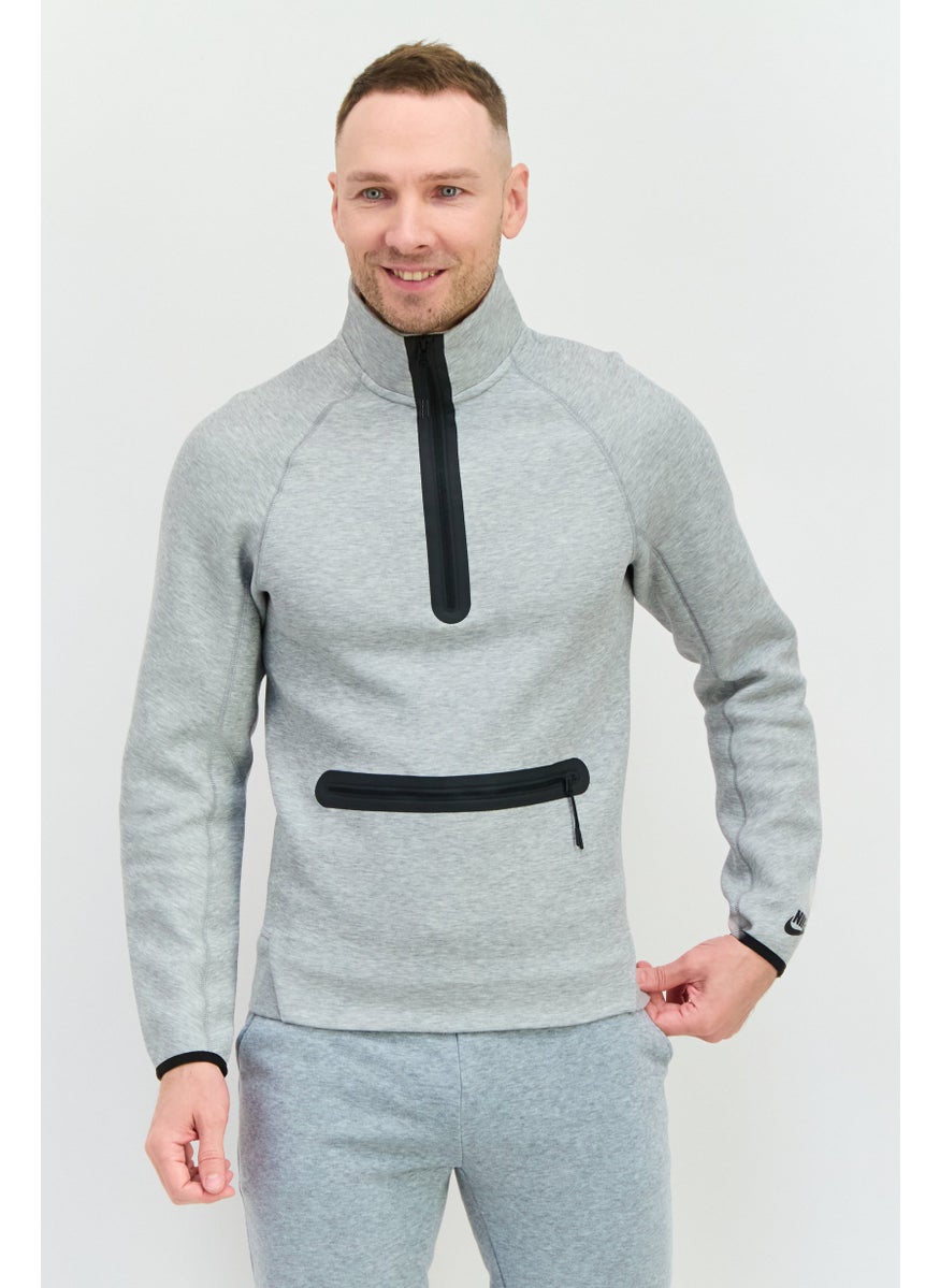 Nike Men Sportswear Fit Half Zip Long Sleeve Outdoor Sweatshirt, Grey  - Image 1