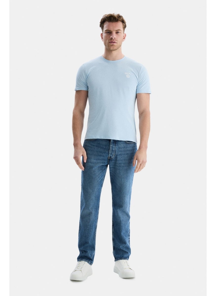UCLA Bass Sky Blue Crew Neck Printed Standard Fit Men's Tshirt  - Image 3