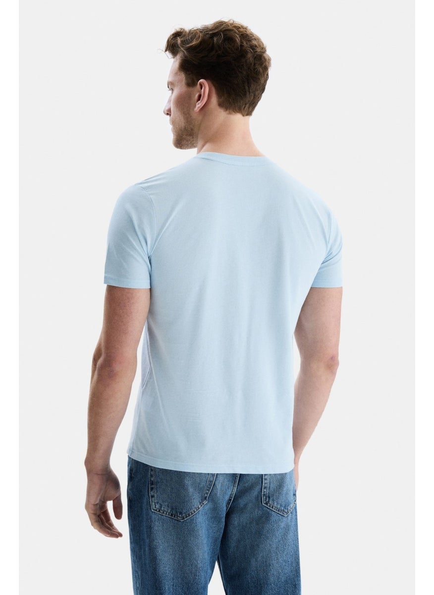 UCLA Bass Sky Blue Crew Neck Printed Standard Fit Men's Tshirt  - Image 4