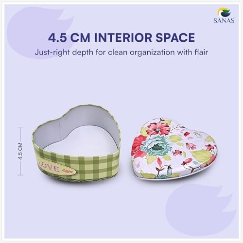 Sanas Heart Shaped Box (3Pcs) Storage Box With Lid Valentine Day Gift Boxes Reusable Metal Container Boxes For Storage Vintage Heart Tin Container Multipurpose Pinterest Finds Aesthetic (3Pcs) (Green) - Image 3