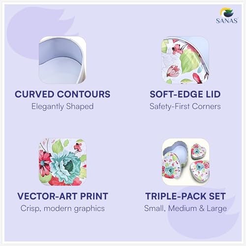 Sanas Heart Shaped Box (3Pcs) Storage Box With Lid Valentine Day Gift Boxes Reusable Metal Container Boxes For Storage Vintage Heart Tin Container Multipurpose Pinterest Finds Aesthetic (3Pcs) (Green) - Image 4